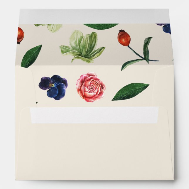 Enveloppe L'aquarelle rustique fleurit le Mariage floral (Dos (Bas))