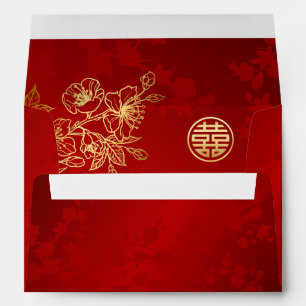 Enveloppe L'art en ligne Mariage Chinois Or Rouge
