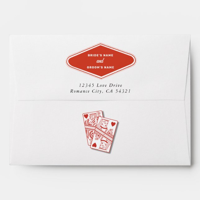Enveloppe Las Vegas Casino Destination Mariage Rouge Blanc (Dos (Haut rabat))