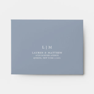 Enveloppe Lauren Dusty Blue Monogram Mariage élégant
