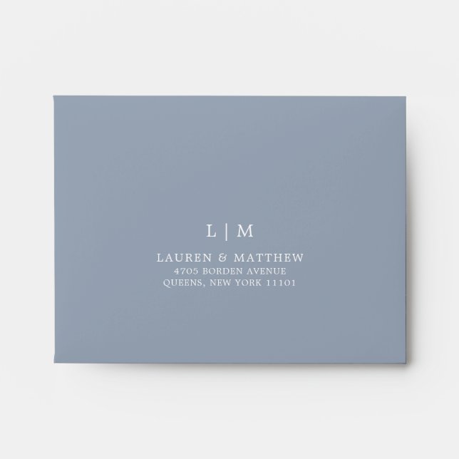 Enveloppe Lauren Dusty Blue Monogram Mariage élégant (Devant)