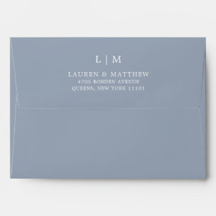 Enveloppe Lauren Dusty Blue Monogram Mariage élégant