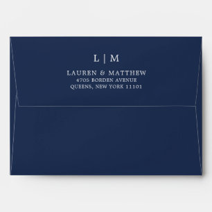 Enveloppe Lauren Navy Blue Monogramme Mariage élégant
