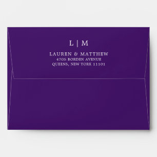 Enveloppe Lauren Purple Monogramme Mariage élégant