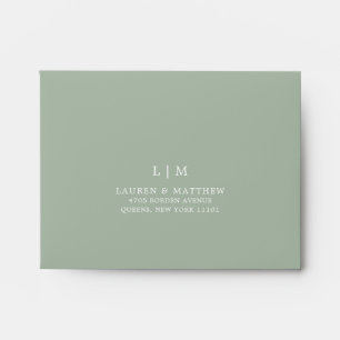 Enveloppe Lauren Sage Green Monogramme Mariage élégant
