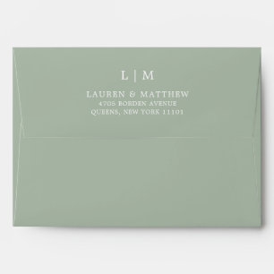 Enveloppe Lauren Sage Green Monogramme Mariage élégant