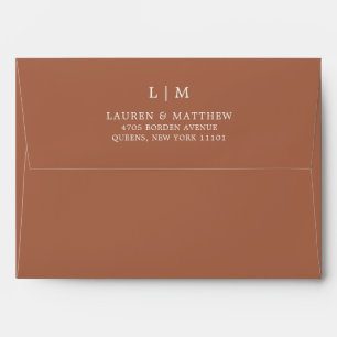 Enveloppe Lauren Terracotta Monogramme Mariage élégant