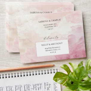 Enveloppe Lavage à l'aquarelle rose blush avec adresse de re