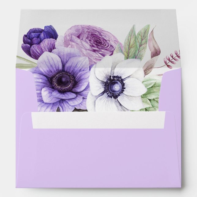 Enveloppe Lavande avec lavande violette et incs florales bla (Dos (Bas))
