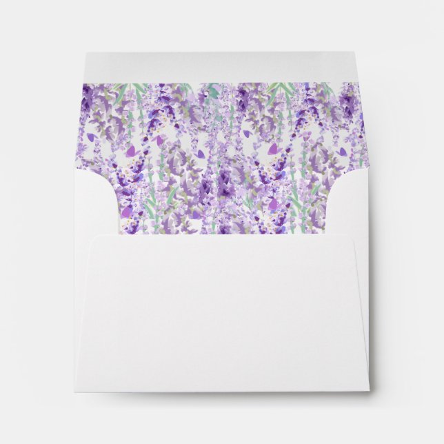 Enveloppe Lavande Botanique Violet de verdure Mariage RSVP (Dos (Bas))
