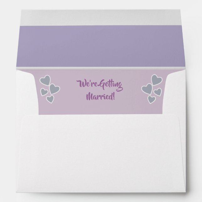Enveloppe Lavande et Lilac Mariage avec coeur d'amour (Dos (Bas))
