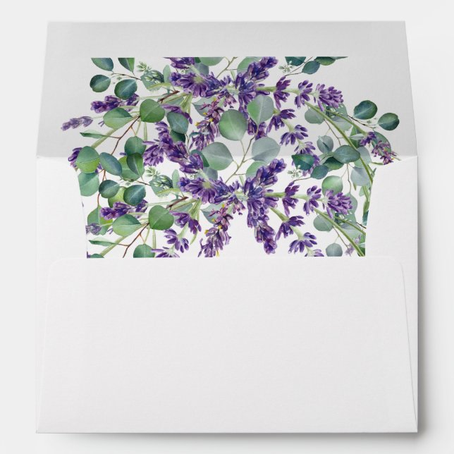 Enveloppe Lavande Eucalyptus Floral Mariage élégant (Dos (Bas))