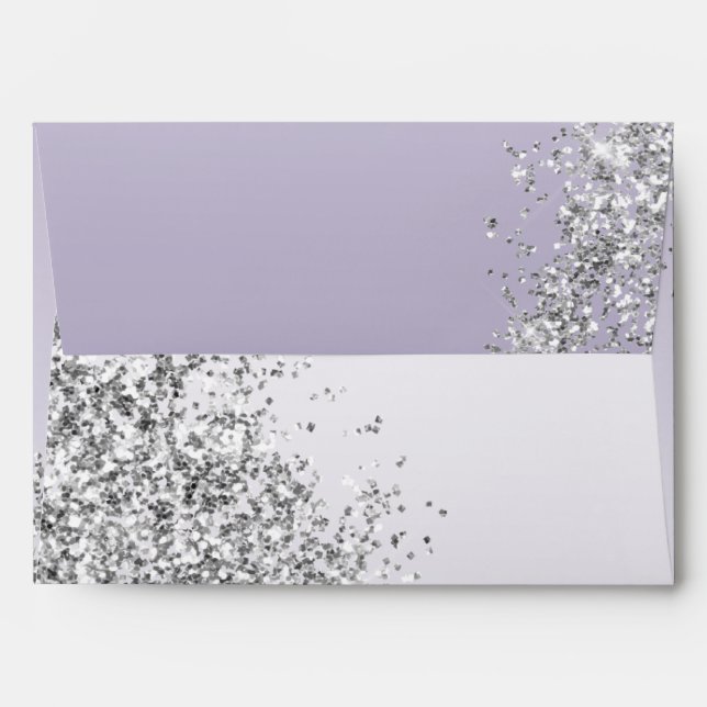 Enveloppe Lavande violet ombre Parties scintillant argent ét (Dos (Haut rabat))
