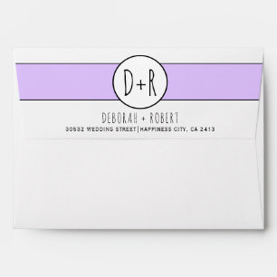 Enveloppe Lave moderne violet bande avec mariage d'initiales