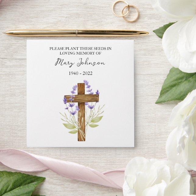 Enveloppe Lavender Cross Seed Packet Funeral Envelope (Wedding)