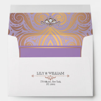 Enveloppe Lavender Elegant Artdeco Diamond Rose Mariage or