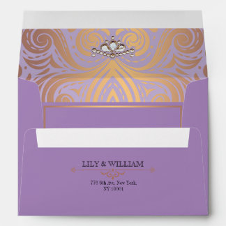 Enveloppe Lavender Elegant Artdeco Diamond Rose Mariage or