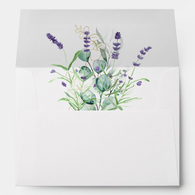 Enveloppe Lavender Eucalyptus Flowers Mariage Adresse de ret (Dos (Bas))