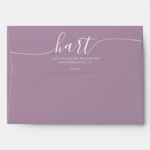 Enveloppe Lavender Mist with White Script - Adresse de retou