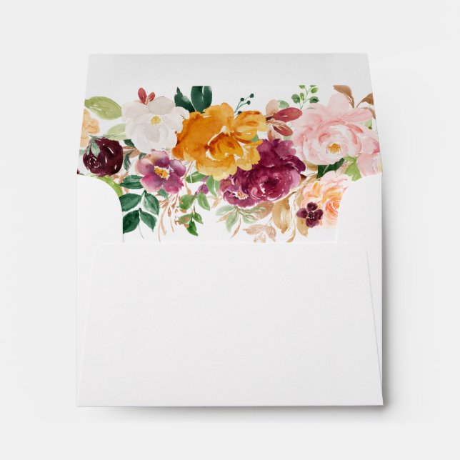 Enveloppe L'avenir M. et Mme Gold Texte Floral RSVP (Dos (Bas))