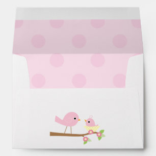 Enveloppe Le Baby shower de nid d'oiseaux roses