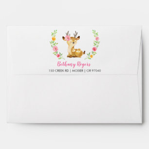 Enveloppe Le baby shower rose de fille de cerfs communs