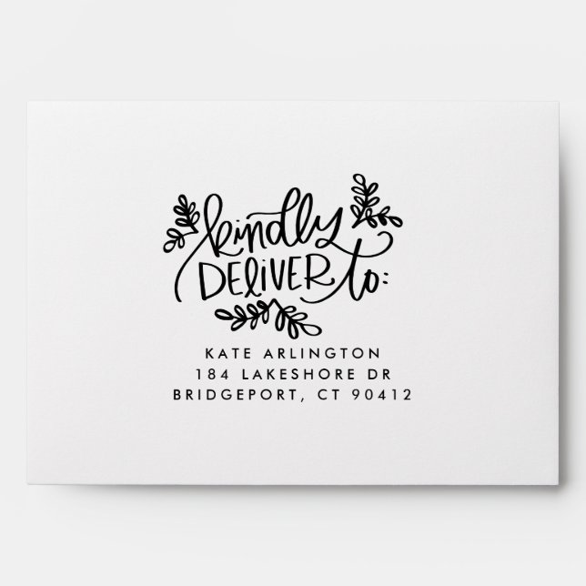 Enveloppe Le feuillage moderne noir de calligraphie livrent (Devant)