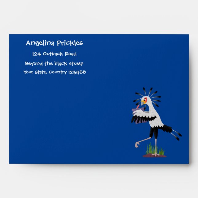 Enveloppe Le mignon secrétaire oiseau écrire des notes dessi (Devant)