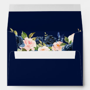 Enveloppe Le rose d'aquarelle rougissent bleu floral bleu de