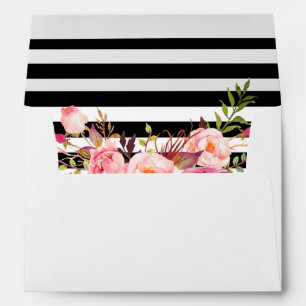 Enveloppe Le rose floral d'aquarelle rougissent épouser noi