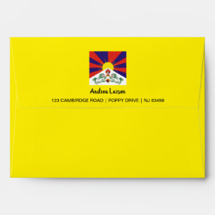 Enveloppe Le Thibet, lions de neige, drapeau tibétain -