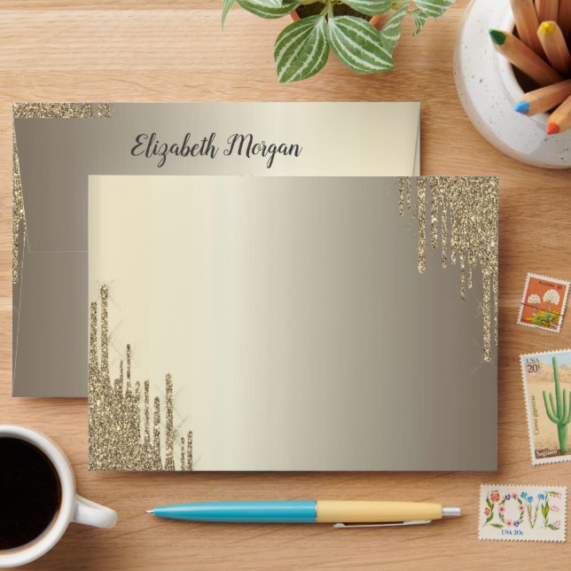Enveloppe Lecteurs de Parties scintillant modernes Champagne (Desk)