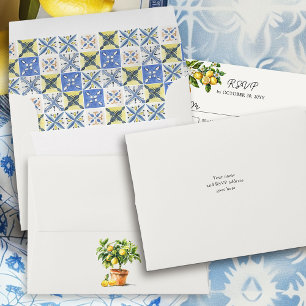 Enveloppe Lemon Grove Carreaux méditerranéens Mariage RSVP
