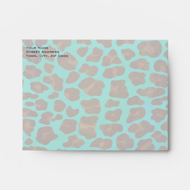 Enveloppe Léopard Turquoise et Brown (Devant)