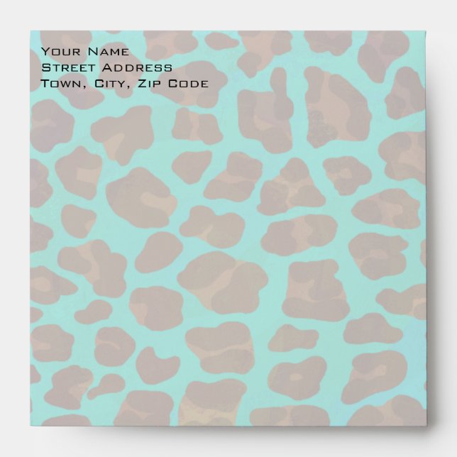 Enveloppe Léopard Turquoise et Brown (Devant)