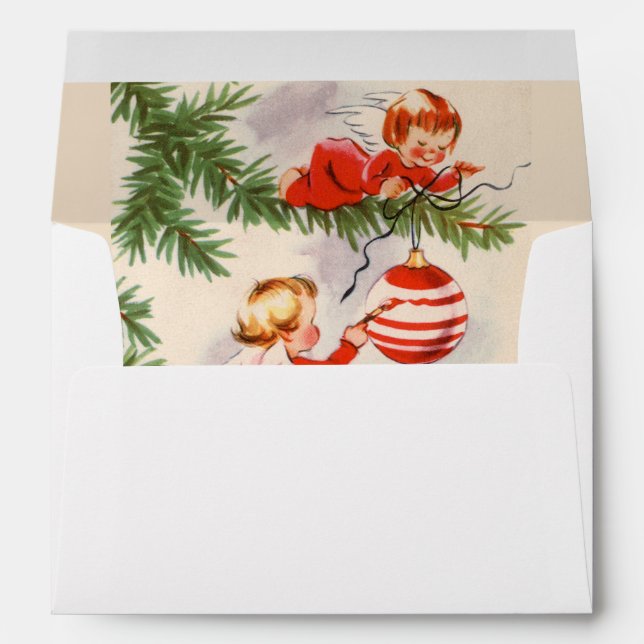 Enveloppe Les anges décorant l'arbre de Noël (Dos (Bas))