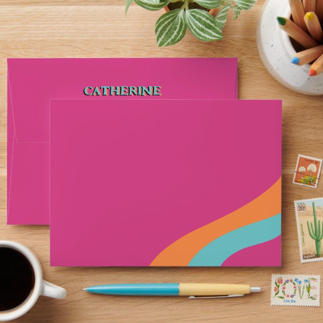 Enveloppe Les années 70 rétro Super Fuchsia Mariage (Desk)