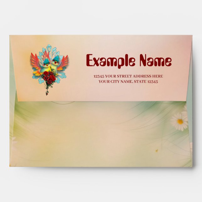 Enveloppe Les mignons oiseaux du bon humour. (Dos (Haut rabat))