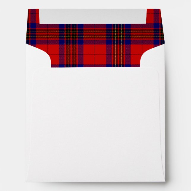 Enveloppe Leslie tartan rouge bleu violet plaid (Dos (Bas))