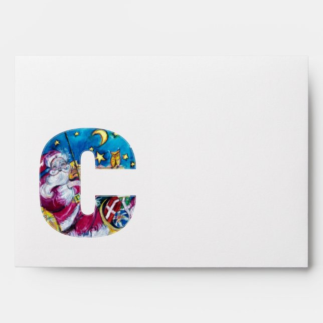 ENVELOPPE LETTRE C DE NOËL / MONOGRAM PÈRE NOËL INSPIRÉ (Devant)