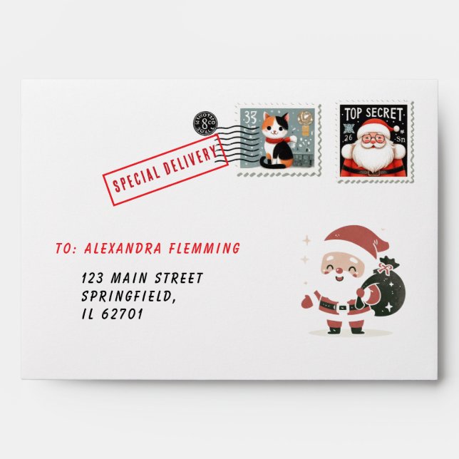 Enveloppe Lettre de l'enveloppe Père Noël (Devant)