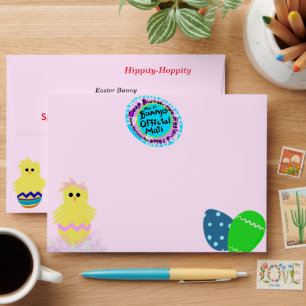 Enveloppe Lettre de l'oeuf de poussin rose jaune lapin de Pâ
