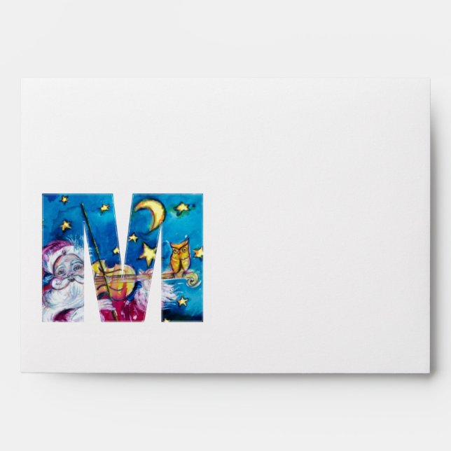 ENVELOPPE LETTRE DE NOËL M / MONOGRAM PÈRE NOËL INSPIRÉ (Devant)