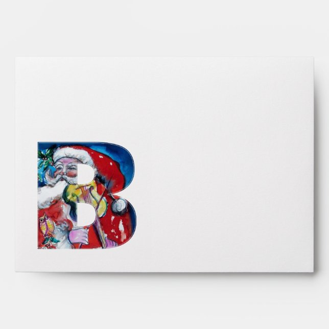 ENVELOPPE LETTRE DE NOËL /SANTA CLAUS AVEC VIOLON (Devant)