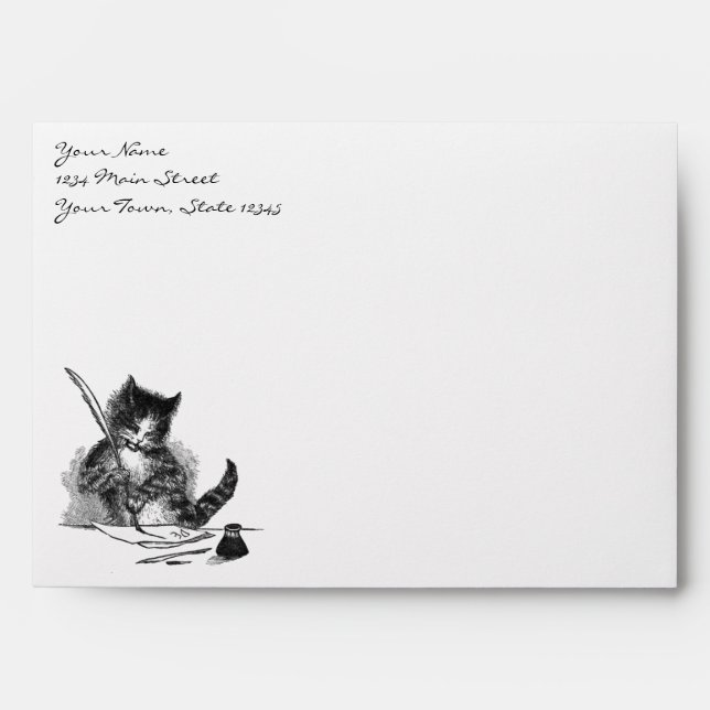Enveloppe Lettre d'un chat Vintage (Devant)
