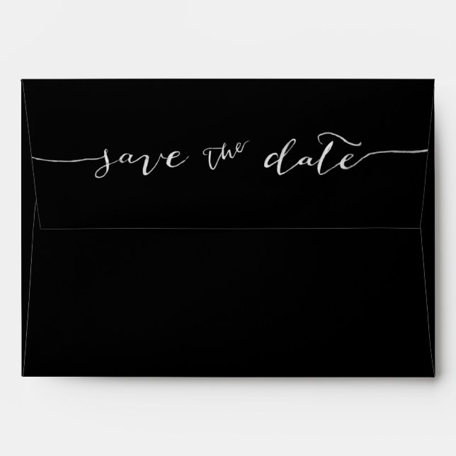 Enveloppe Lettré main Enregistrer la date en noir (Dos (Haut rabat))