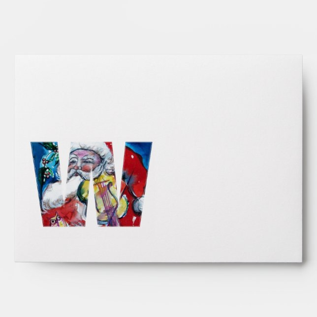 ENVELOPPE LETTRE NOËL W /SANTA CLAUS AVEC VIOLIN (Devant)