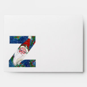 ENVELOPPE LETTRE Z / SANTA CLAUS AVEC MONOGRAMME ROUGE RIBBO
