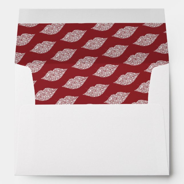 Enveloppe Lèvres en diamant blanc en verre rouge (Dos (Bas))