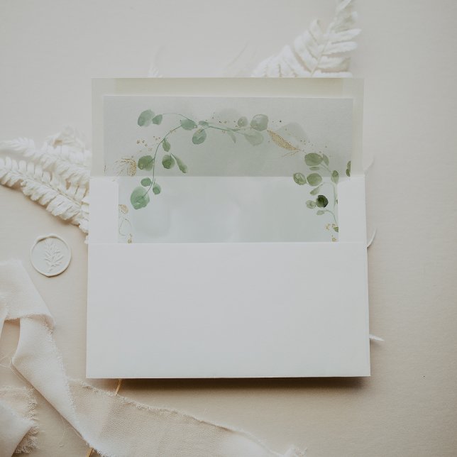 Enveloppe Liage Eucalyptus d'or auto-adressés RSVP (Créateur téléchargé)